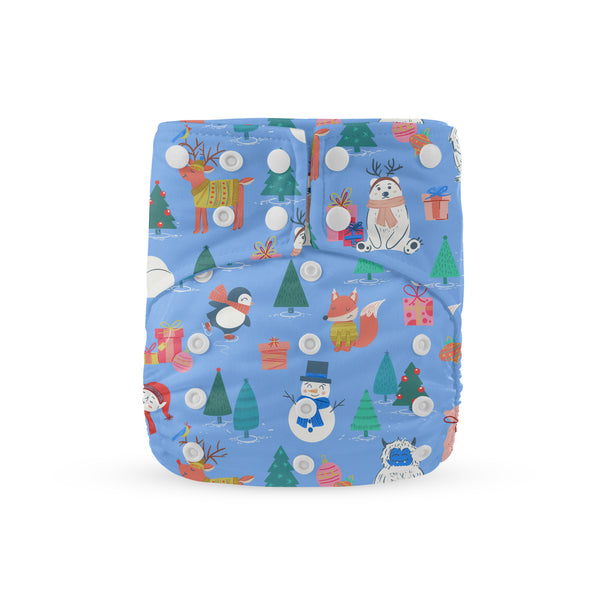 Yeti Christmas Cloth Diaper with Inserts