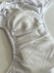White Pocket Cloth Diaper with 1 Hemp Insert and 1 Bamboo Cotton Insert with Snaps - Bungies Diapers