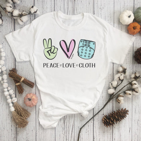 PEACE 💗 LOVE 💗 CLOTH - Women's short sleeve t-shirt - Bungies Diapers