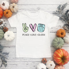 PEACE 💗 LOVE 💗 CLOTH - Toddler Short Sleeve Tee - Bungies Diapers